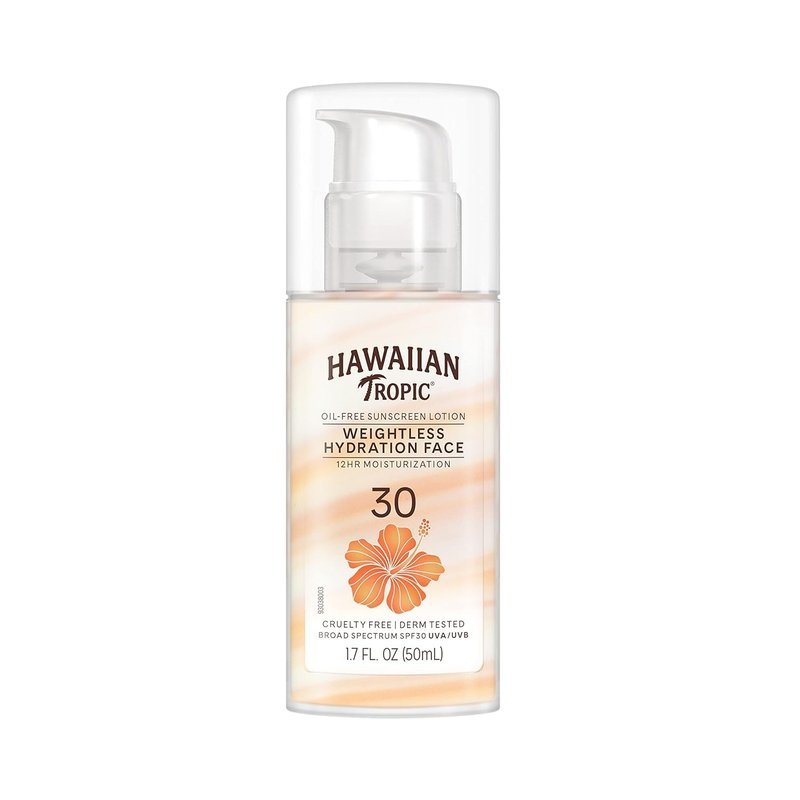 Hawaiian Tropic Weightless Hydration Sunscreen SPF 30 Twin Pack 6oz Each + Face Sunscreen SPF 30 Travel Size 1.7oz