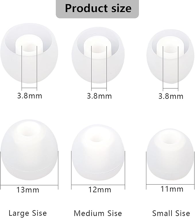 MMYQXI Earbud Replacement Tips Silicone Earbud Tips Fit for in-Ear Headphones (Inner Hole 3.8mm -5.1mm) Ear Tips 9 Pairs