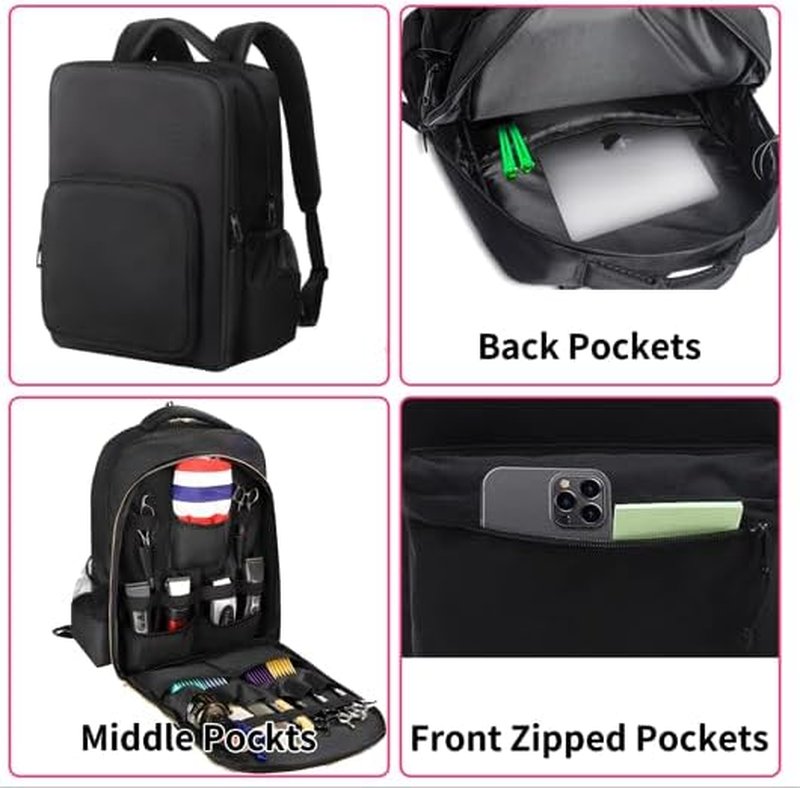 Barber Supplies Bag - Adjustable Dividers & Large Capacity | Travel Clipper Organizer with Multiple Pockets