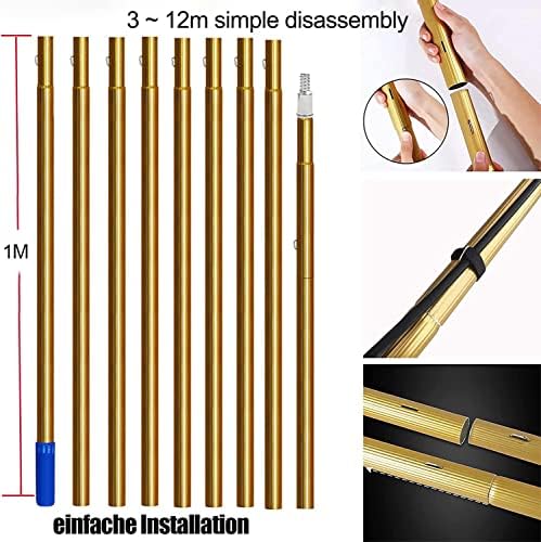 Glass Cleaning Brush Home Water Fed Telescopic Pole Kit Solar Panel Brush Rotating for Photovoltaic Panelï¼Extendable Window Cleaning Pole Kit with Steel Buckle Fixing and 20m Water Supply Ho