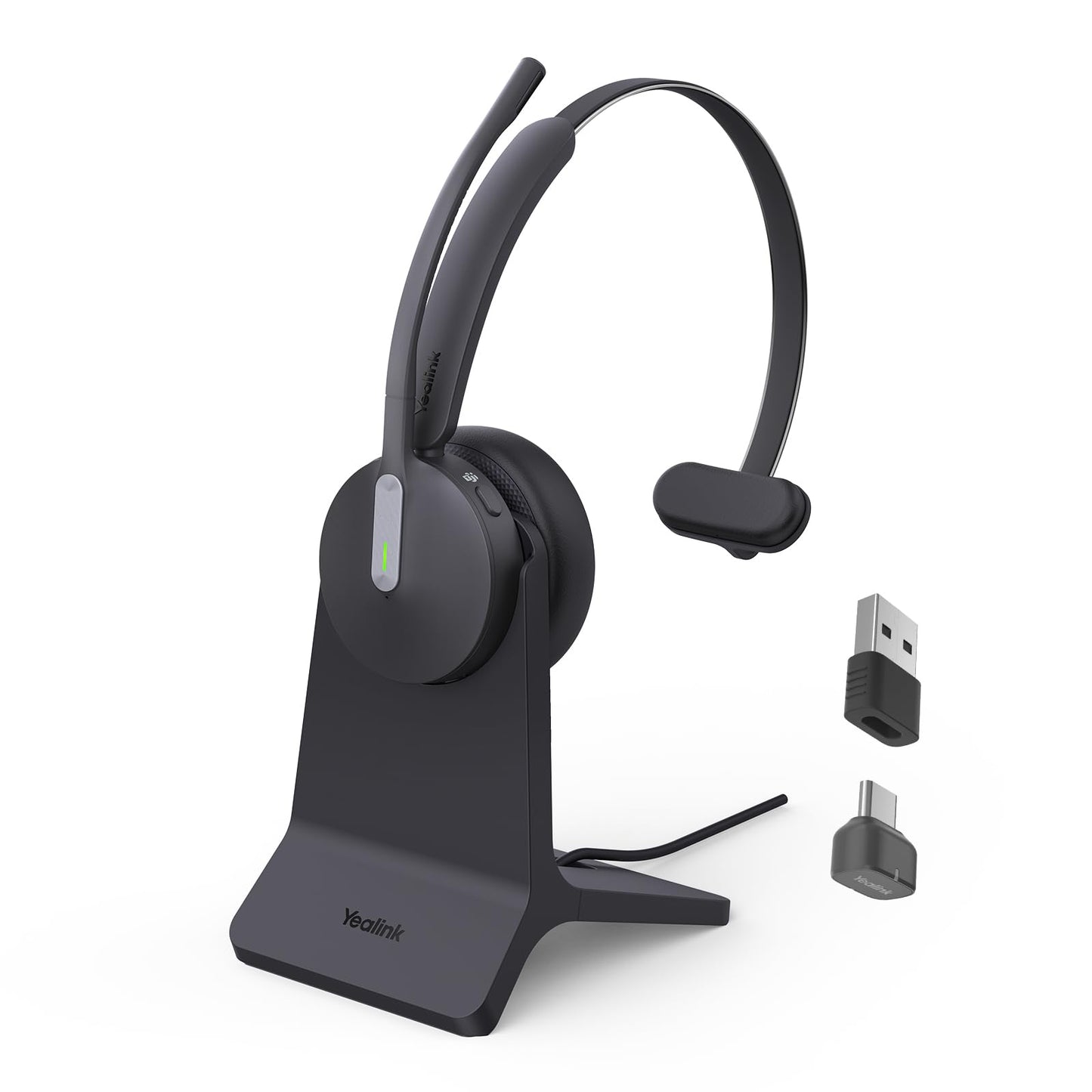 Yealink BH70 with Stand Wireless Bluetooth Headset with Microphone for Work, up to 35h Talking Battery Life, 3 Noise Cancellation Mics, Teams Certified, ≤90min Fast Charging, NO Power Adapter Needed