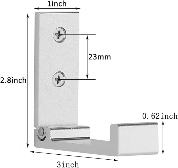 Latomex Folding Coat Hooks, Foldable Wall Hooks for Hanging Aluminum Alloy Cloth Hanger Coat Hanger Headphones Holder Headset Wall Hanger Hook- Pack of 2 (Silver)
