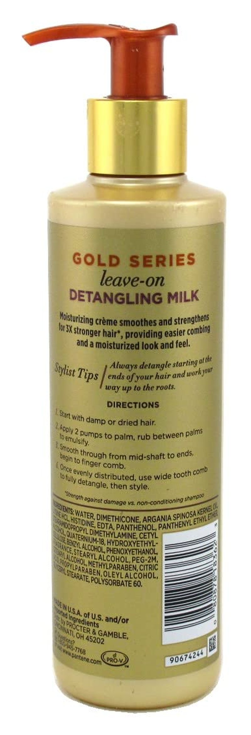Pantene Gold Series Leave-In Detangling Milk 7.6 Ounce (Pack of 3)
