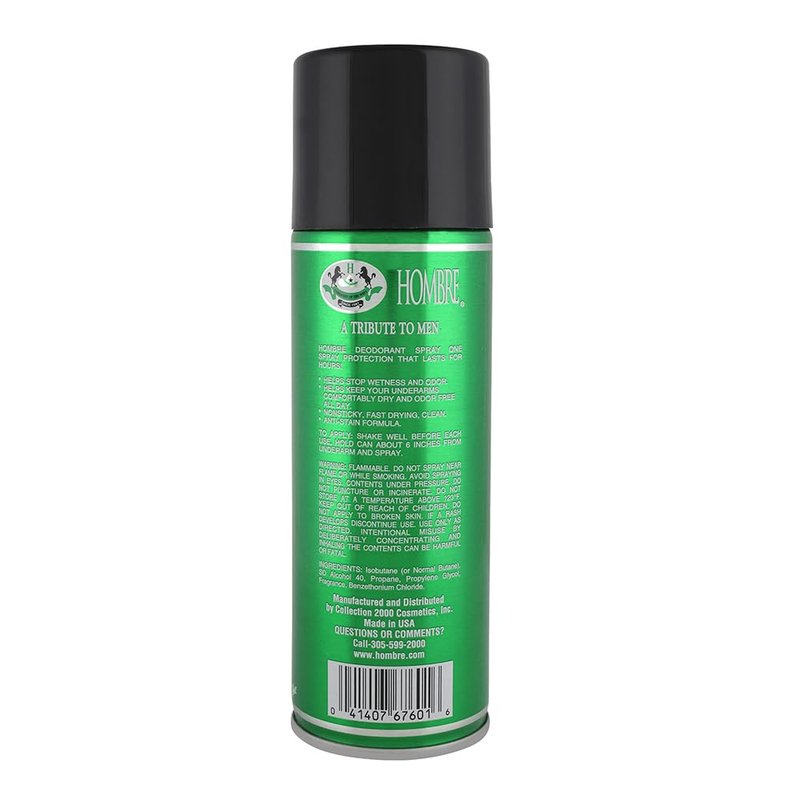 Hombre Green Deodorant Fresh Body Spray for Men 5.5Oz -156g (1 Pack)
