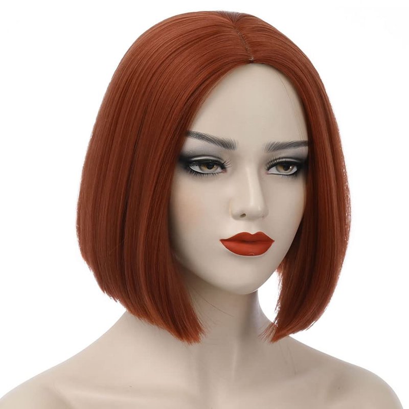 Ufindcos Ginger Wig Bob Wig Short Straight Hair Wigs Middle Part for Women Synthetic Heat Resistant Halloween Costume Party False Hair Wig