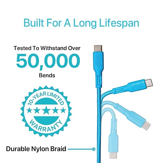 BLACK+DECKER USB C Multi Charging Cable, Fast Multi Charger Cable w/Adapter Braided 2in1 Multiple USB Cable, Universal Charging Cord w/Type C/USB Adapter for iPhone 17 16 15/Samsung/LG/Tablets/More