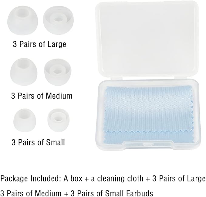 WKYMY Replacement Earbud Tips Silicone Eartips for in- Ear Headphones Rubber Tips Earbud Caps 9 Pairs S M L