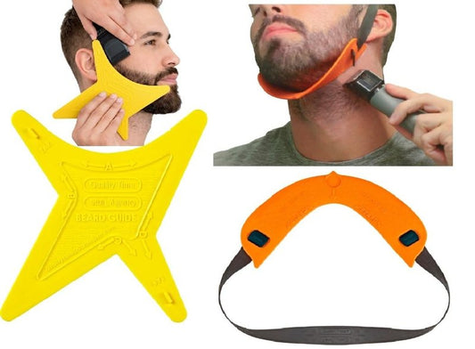 Quality Time Beard Shaping Template Kit, 2 Premium Multi-Style Beard & Neckline Guides: Hands-Free, Two Tools for Defined Beard Lines, DIY, Use with Trimmer or Razor, Made in USA