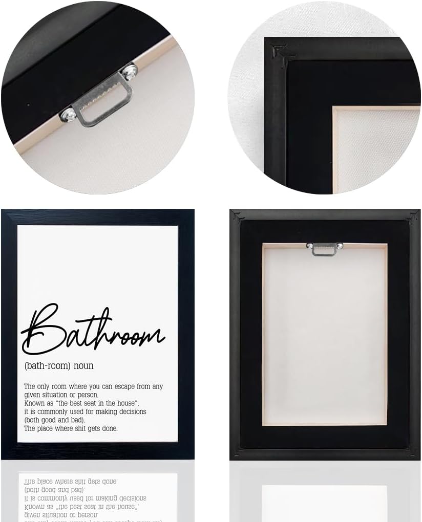 Regine Switzerland Black and White Bathroom Rules Print - Modern Framed Wall Art for Guest Toilet Decor