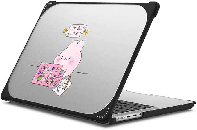 CASETiFY Bounce MacBook Pro 16-inch (M1-M5) Case [Enhanced Protective Corner Design/Ventilation Cutouts/Anti-Slip Grip] - I'm Busy MacBook Case by Tabetaaii - Clear Black