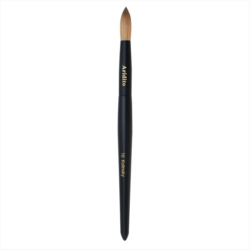 Aridito Kolinsky Round Head Acrylic Nail Art Brush Set, Black Wooden Handle Size 8 10 12 14 16 18, for Professional Manicure DIY Home Salon (16# Kolinsky)
