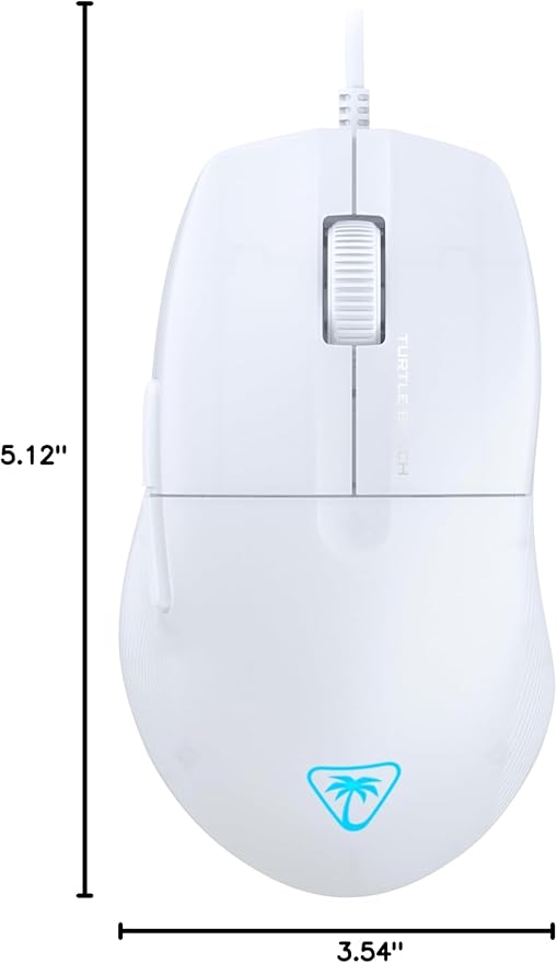 Turtle Beach Pure SEL Wired RGB Gaming Mouse, Ultra-Light 49g Ergonomic Design, 8000 DPI Optical Sensor, Mechanical Switches, Pretension System, Pure PTFE Glides, AIMO RGB Lighting – White