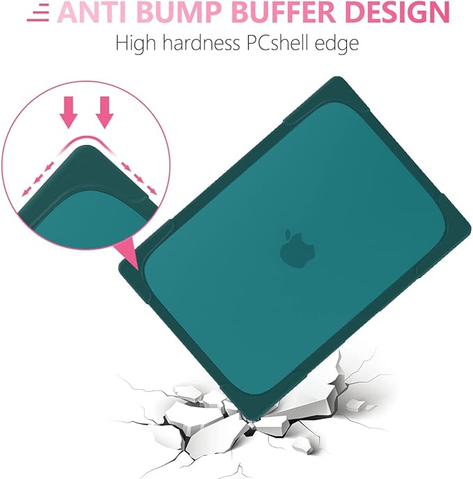 Batianda Heavy Duty Case for New MacBook Pro 16 inch 2026 M5 2024 M4 2023 M3 2021 M2 Pro Max - Ergonomic Foldable Kickstand (Holds 22lbs/Zero Wobble) Matte Translucent Rugged Armor Cover, Dark Teal