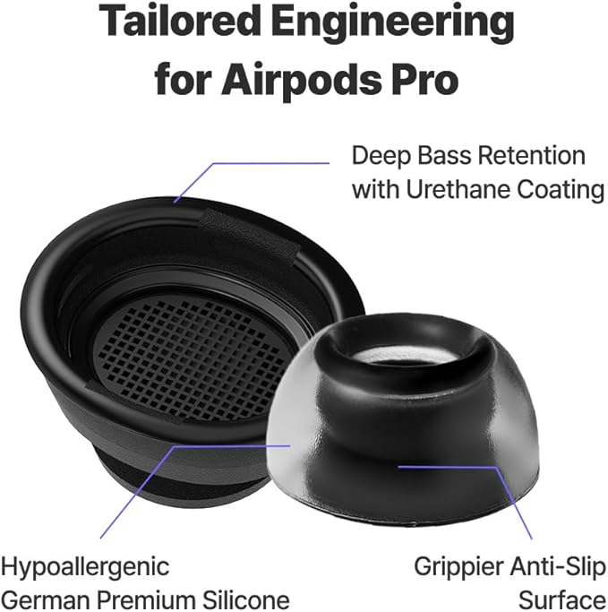 AZLA Crystal for Airpods Pro 1st & 2nd Gen (2-Pair SSS) – Airpod Pro Ear Tip Replacement – Airpod Pro Tips with Premium Silicone