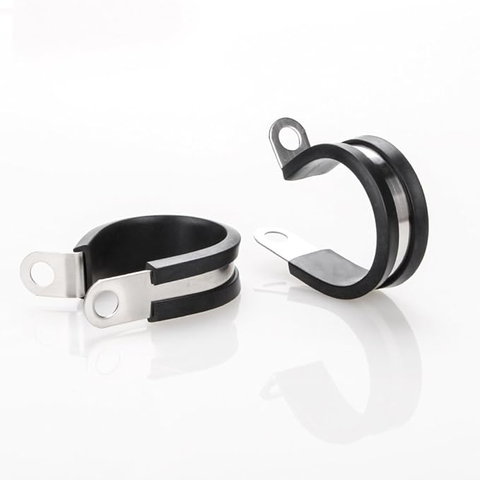 LOKMAN 20 Pack 1 Inch Stainless Steel Cable Clamp, Rubber Cushioned Insulated Clamp, Conduit Wire Holder Strap Clips for Tube, Pipe or Wire Cord Installation