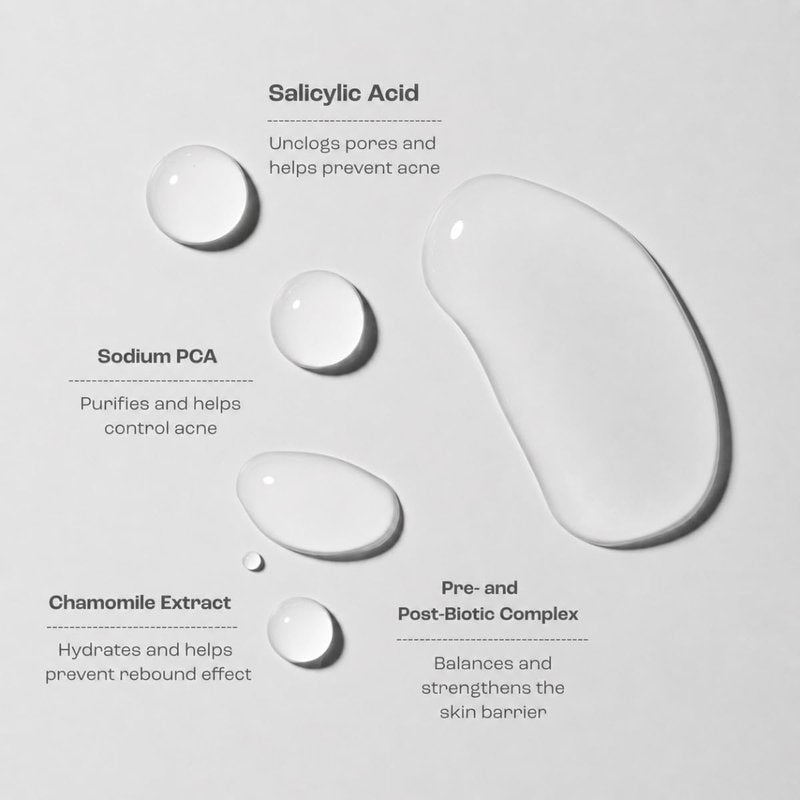Creamy Salicylic Acid Toner | Anti-Acne Solution for Clear Skin | Effectively unclogs pores | Microbiota-Balancing Complex | Formulated for Sensitive Skin 3 Fl oz