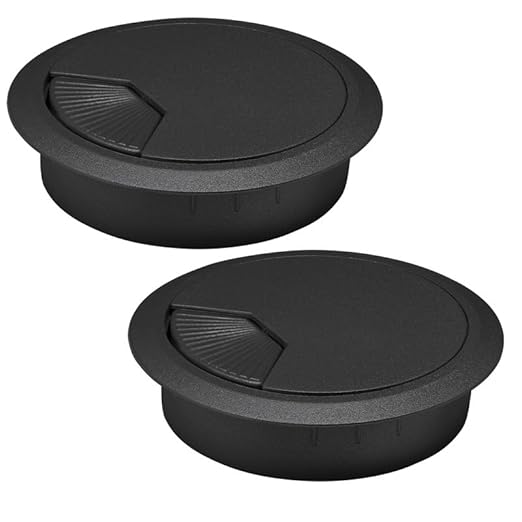 EASYEAH 2 Pcs Desk Grommet 2-3/8" / 60 mm, Desk Cord Hole Cover, Cable Grommet ABS Plastic, Desk Hole Grommet for Home & Office Pc, Detachable Adjustable Cable Cord Organizer-Black