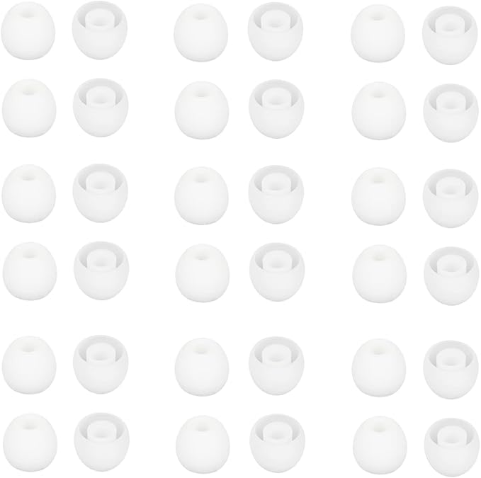 CYADCI 36 Pieces Small Earbud Tips Soft and Comfortable Silicone Earbud Tips Ear Bud Replacement Pieces Silicone Fit Most in-Ear Headphones，Inner Hole 3.8mm -5.5mm，Small White Replacement Eartips