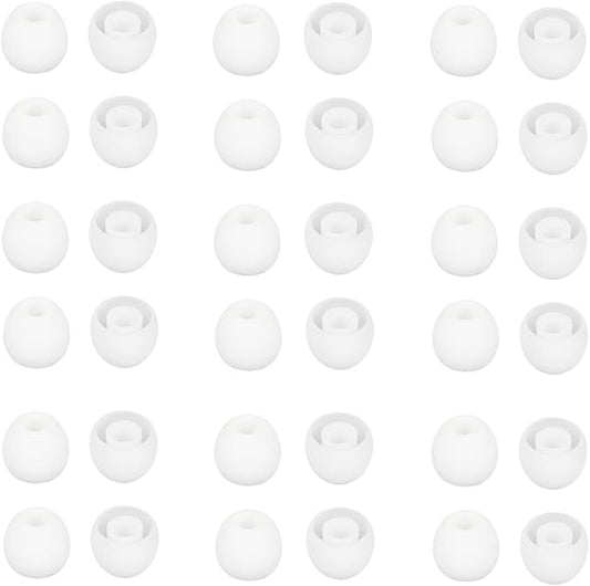 CYADCI 36 Pieces Small Earbud Tips Soft and Comfortable Silicone Earbud Tips Ear Bud Replacement Pieces Silicone Fit Most in-Ear Headphones，Inner Hole 3.8mm -5.5mm，Small White Replacement Eartips