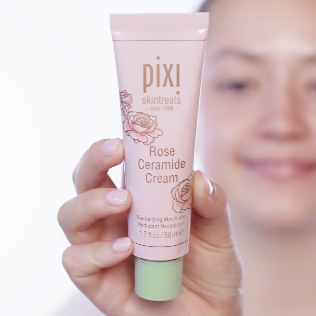 Pixi Beauty Rose Ceramide Hydrating Face Cream | Rose Infused Ceramide Daily Moisturizer | Ultra Rich Barrier Repair Cream for Radiant & Supple Skin Care | 1.70 Fl Oz