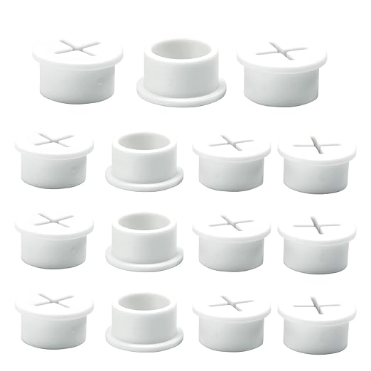 BOPOREAE Desk Grommet, 3/4 in 20 mm Silicone Rubber Grommets, White Desk Hole Cover for Cables, Flexible Wall Cord Pass Through Grommet for Office Table Computer Home Furniture Wire Organizer-15 Pcs