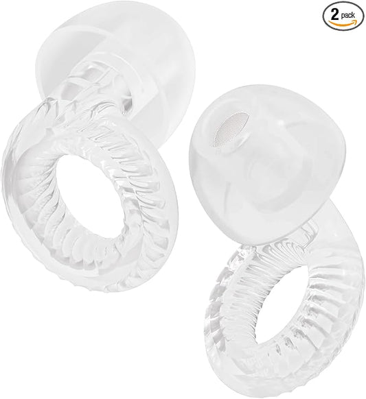Yawsoy Reusable Ear Plugs, Low-/Mid-Level Noise Reduction Earplugs with Clear Speech for Conversation, Work, Social Gatherings & Noise Sensitivity, 15-18 dB (SNR), 6 Pair Ear Tips in S/M/L, Clear
