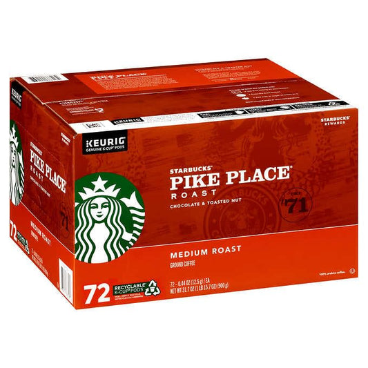 Starbucks Pike Place Medium Roast K-Cup Pods - Rich Flavor | 72 Count Pack