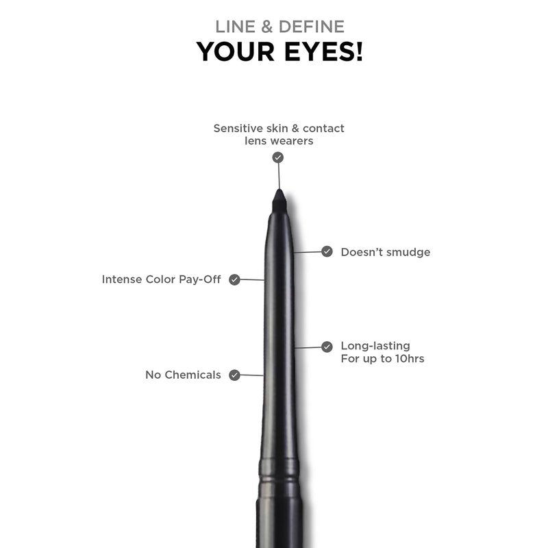 Colorbar Mesmer Eyeliner - Waterproof Black Eyeliner Pencil - Vibrant Make Up with Even Color Pay-Off - Soft and Creamy Texture - 0.01 oz