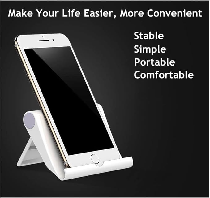 JUSDIQIR Cell Phone Stand for Desk 2 Pack Mobile Phone Holders Desktop Tablet Stand, Foldable Phone Dock Universal Adjustable Tablet Stand for Desk (Pink+Purple+Blue+White)