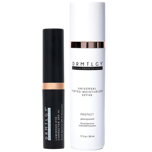 DRMTLGY Makeup Minimalist Duo SPF Bundle - Luminous Eye Corrector SPF 41 & Anti-Aging Tinted Moisturizer SPF 46 | Fair