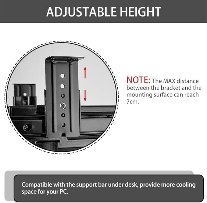 FEYRUN Under Desk Slide Out PC Mount with Anti-Scratch Sponge, Adjustable CPU Holder Bracket for Computer Tower (Black (Slide Access))