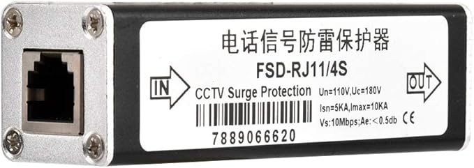 Cunyuer RJ11 Telephone Fax Protector, Lighting Thunder Arrester Device, Audio Telephone Protector Data Single Protector 110V