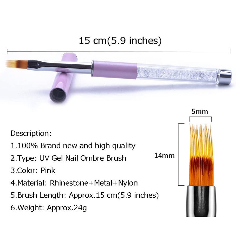 Ombre Nail Art Brushes - 5Pcs Detail & Liner Brush Set for Acrylic Nails | Precision Painting Tools