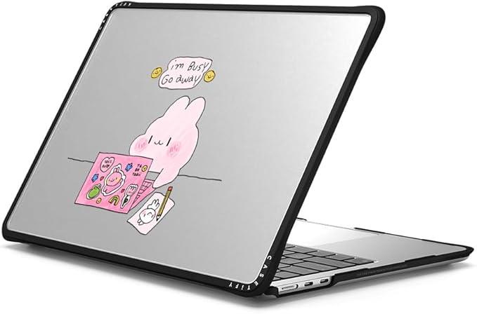 CASETiFY Impact MacBook Air 13.6" (M2-M5) Case [Cushioned Impact Corners/Scratch-Resistant/Anti-Slip Grip] - I'm Busy - Clear Black