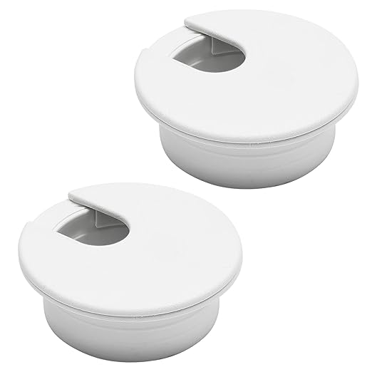 BOPOREAE Desk Grommet 1-3/8" (35 mm), Desk Cord Hole Cover, Cable Grommet ABS Plastic, Desk Hole Grommet for Office and Home Table Cable, Detachable Cable Cord Organizer (White 2 Pcs)