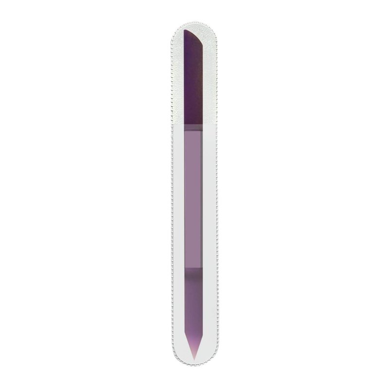 Glass Cuticle Pusher Nail File for Manicure and Pedicure 4.5in (115mm) - Original Czech Product Glass Manicure Stick (Purple)