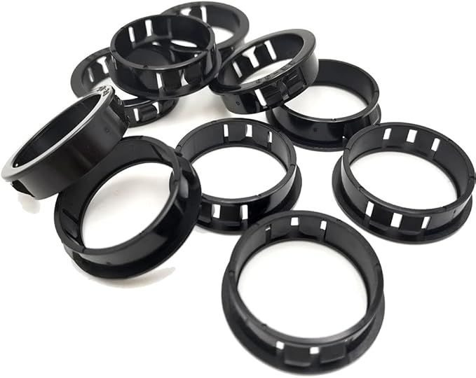 EASYEAH 1-1/2"(38mm) Black Snap-in Knockout Insulating Bushing Grommets, Plastic Cable Hole Grommets for Wiring, Round Nylon Snap in Locking Electrical Wire Cord Hose Tubing Bushings Grommets, 10pcs