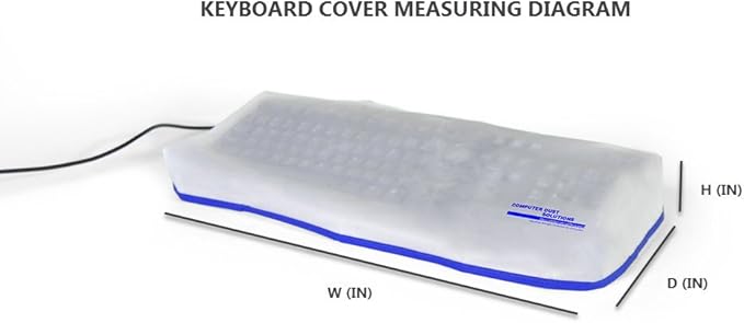 COMPUTER DUST SOLUTIONS Keyboard Dust Cover, Covers Standard Size PC Keyboards, Silky Smooth Antistatic Vinyl, Translucent Coconut Cream Color with Blue Trim, Larger, (18W x2H x7D)