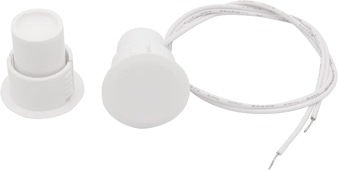FOCMKEAS 2PCS Recessed Wired Security Window Door Contact Sensor, Normally Closed NC, Door Alarm Magnetic Reed Switch with 2 Wire, ABS White, RC-36