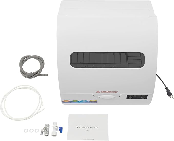 1200W Portable Countertop Dishwasher with 3 Washing Modes, 176℉ High-Temp, No Installation Needed, Compact White Dish Washing Machine for 12-18 Pieces of Cutlery (Type B - White)