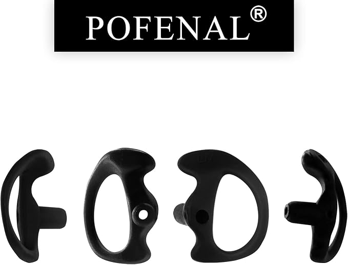 POFENAL Silicone Replacement Earmold for Motorola/Baofeng/Retavis Radios - Police Walkie Talkie & Law Enforcement Soft Earpiece Inserts (8 Pair, Black - 2L/4M/2S)