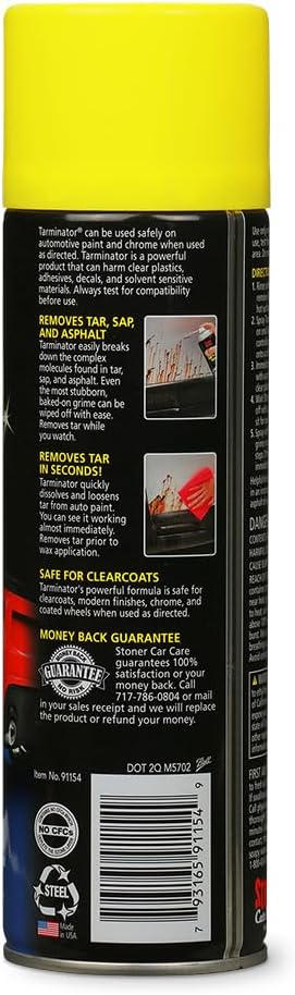 Stoner Car Care 91154-6PK Tarminator Tar, Sap, and Asphalt Remover â Fast Acting Tar and Sap Remover for Cars â Clear Coat Safe Auto Cleaner for Paint, Chrome and Wheels â 10 oz (Pack of 6)