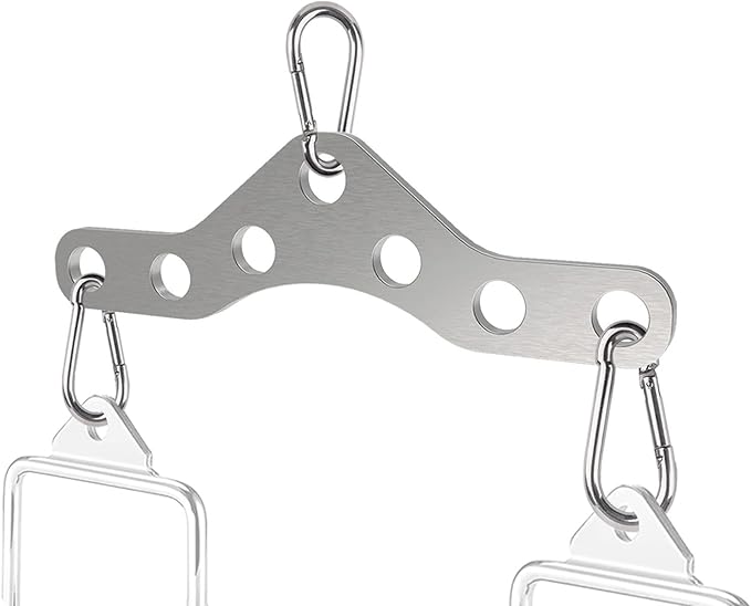 Lights Mountain Double to Single Pulley Adapter Plate for Cable Machines – Heavy-Duty Stainless Steel Connector with 3 Carabiners for LAT Pulldown, Triceps, Biceps & Home Gym Workouts