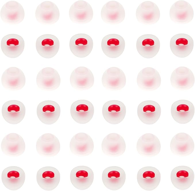 CYADCI 36 Pieces Medium Earbud Tips Soft and Comfortable Ear Bud Replacement Pieces Silicone Fit Most in-Ear Headphones，Inner Hole 3.8mm -5.5mm，Medium White and Red Replacement Eartips