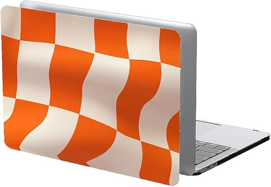 COTAIL Compatible with MacBook Air 13.3 13.6 Inch Case 2022 2021 2020 2019 Plastic Hard Shell Case Cover,13.6 Air (A2681) M2 2022, Orange and White Checkered Flag