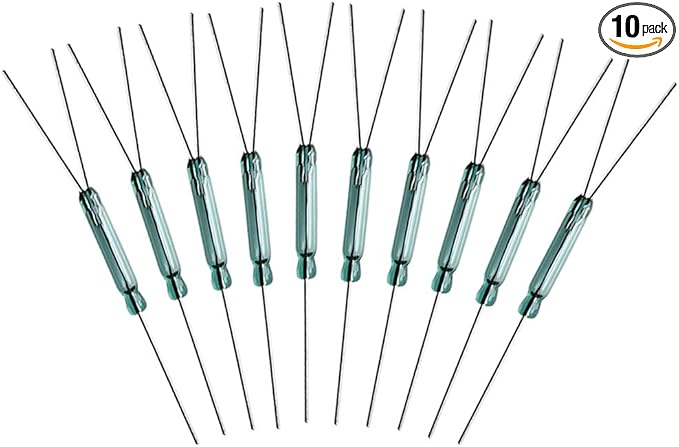 Gebildet 10pcs 4W 3 Pin Reed Switch Reed Contact Normally Open N/O N/C SPDT, Glass Reed Relay Magnetic Induction Switch (2.5mm x 14mm)