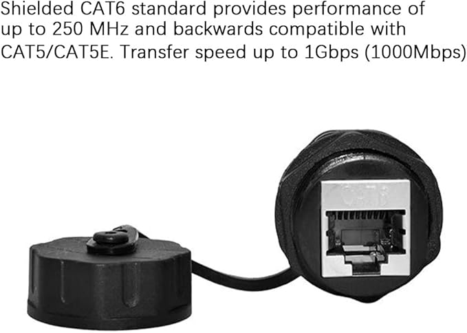 ANMBEST 10PCS Panel Mounting Shielded CAT6 RJ45 Waterproof Connector Cat5/5e/6 8P8C Ethernet LAN Cable Coupler Double Head Adapter with Waterproof/Dust Cap