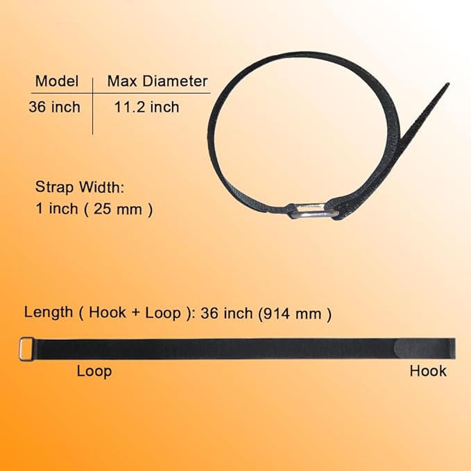 VIGAER 36 inch Cable Strap with Buckle - 16 PACK Hook and Loop Fastening Straps - Adjustable Nylon Extend Securing Strap