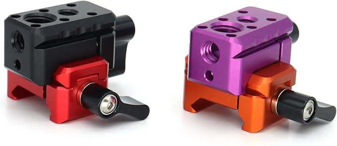 SZJELEN Cold Shoe NATO Clamp Adapter,NATO Rail Lock Clamp Mount Quick Release with 1/4" 3/8" ARRI Thread for Camera Cage Handle Monitor LED Light Microphone Magic Arm (Orange)