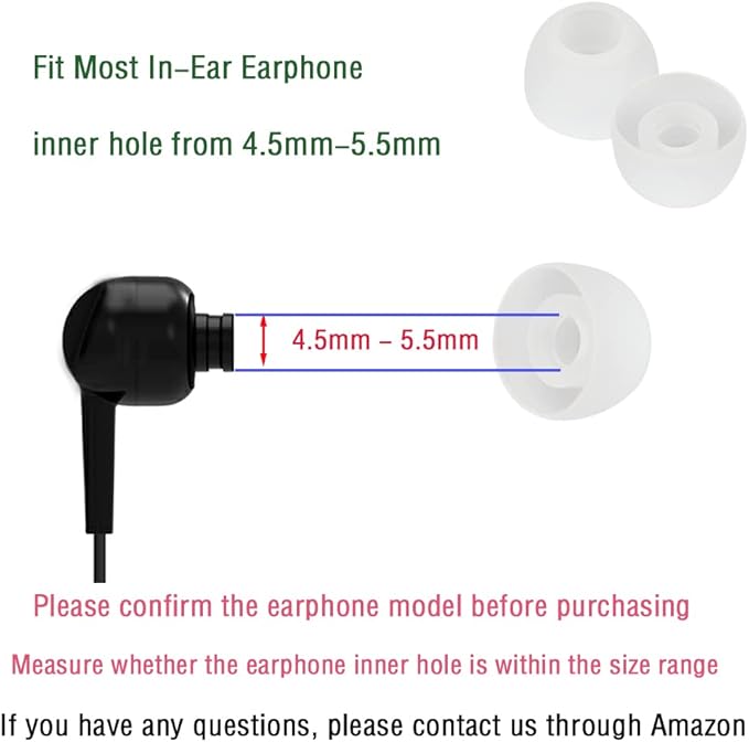 WKYMY Replacement Earbud Tips Silicone Eartips for in- Ear Headphones Rubber Tips Earbud Caps 9 Pairs S M L